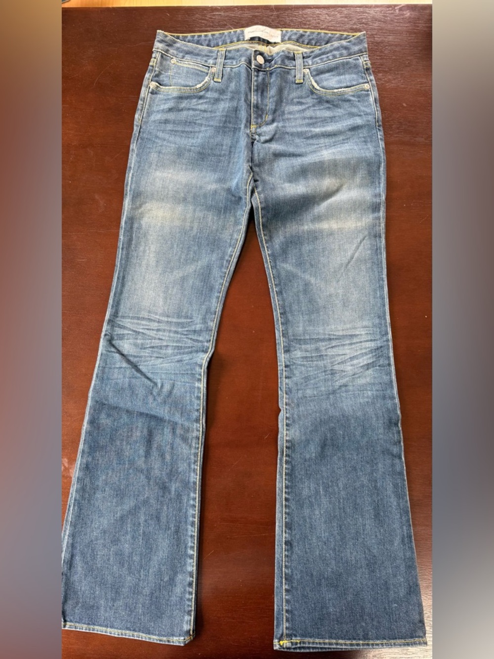 Paper Denim & Cloth medium blue denim jeans with yellow stitching